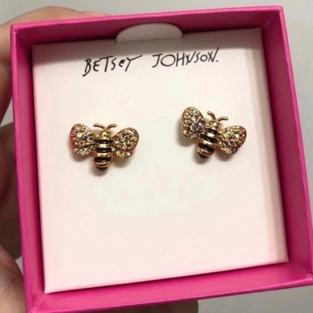Betsey Johnson Gold/Black Bee Earrings